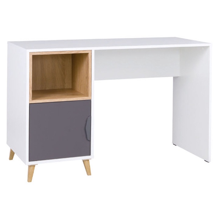 Birou Ziturko ZT14, MIRJAN24, alb/ gri / stejar, 120x76x55 cm