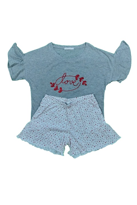 Pijama din bumbac Nottingham PG33600 Gri/Alb L INTL