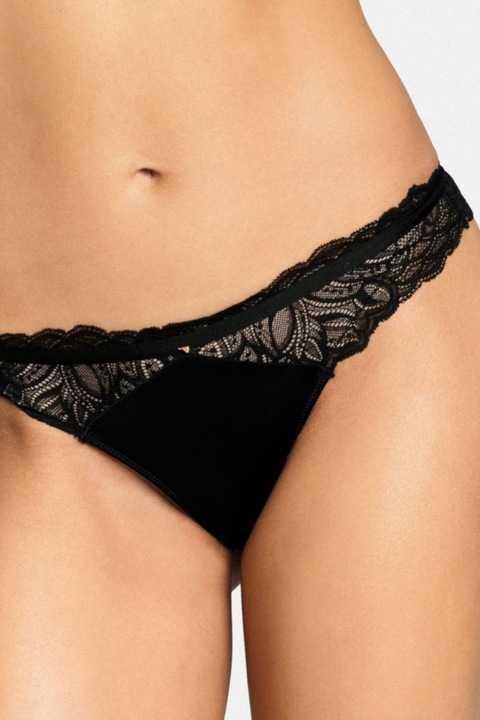 Chiloti tanga Esotiq Alloure, Poliamida/Bumbac, Negru, L