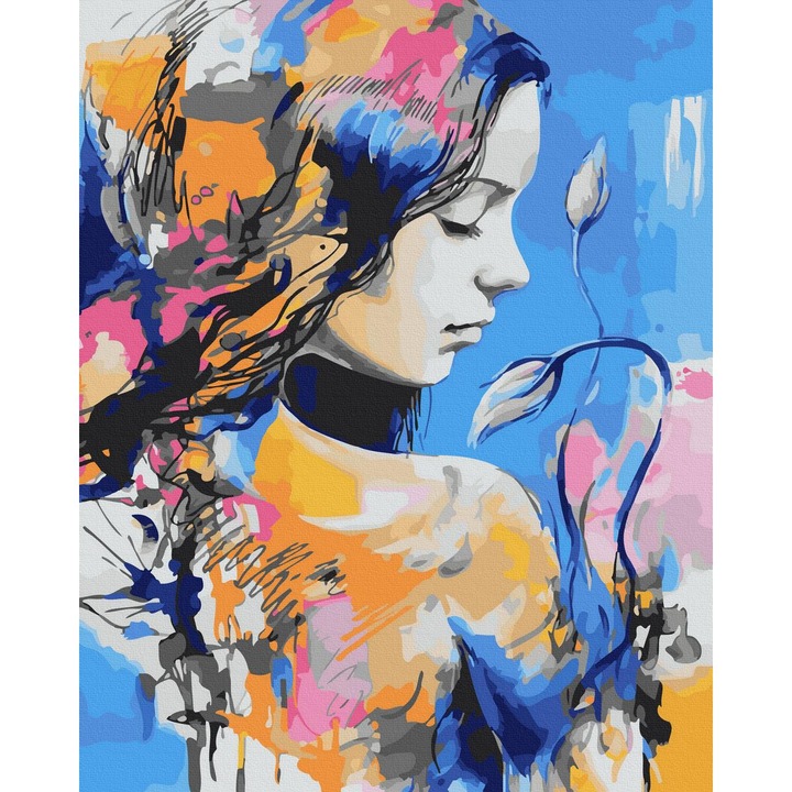 Рисуване по номера ITA ART, Момичето с цветята, 40х50см, Многоцветен