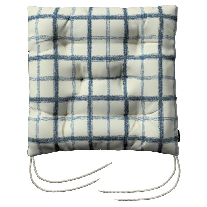 Възглавница за стол, 205-131-66, с дунапрен, 40 x 40 x 8 см, бежово/синьо