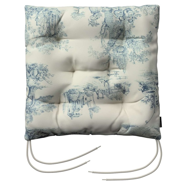 Възглавница за стол, 205-132-66, с дунапрен, 40 x 40 x 8 см, бежово/синьо