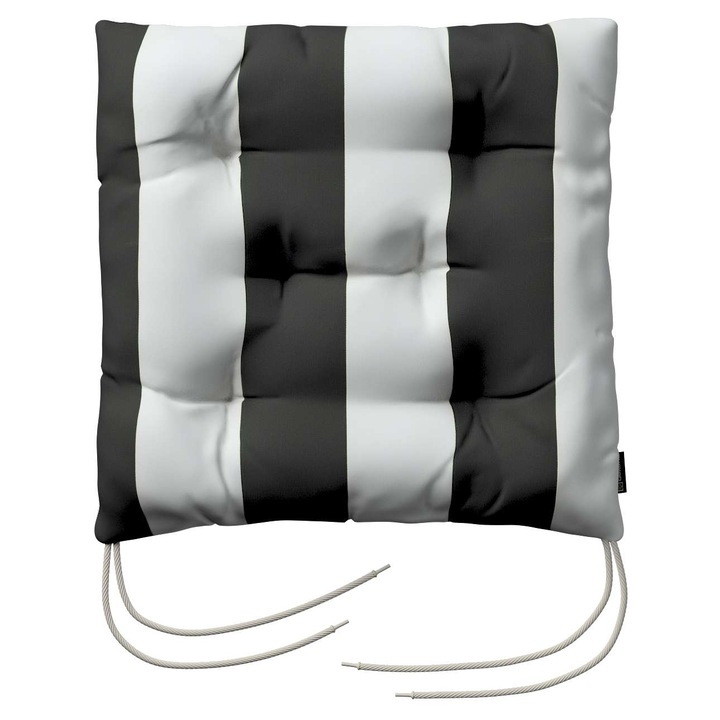 Възглавница за стол, 205-137-53, с дунапрен, 40 x 40 x 8 см, черно/бяло