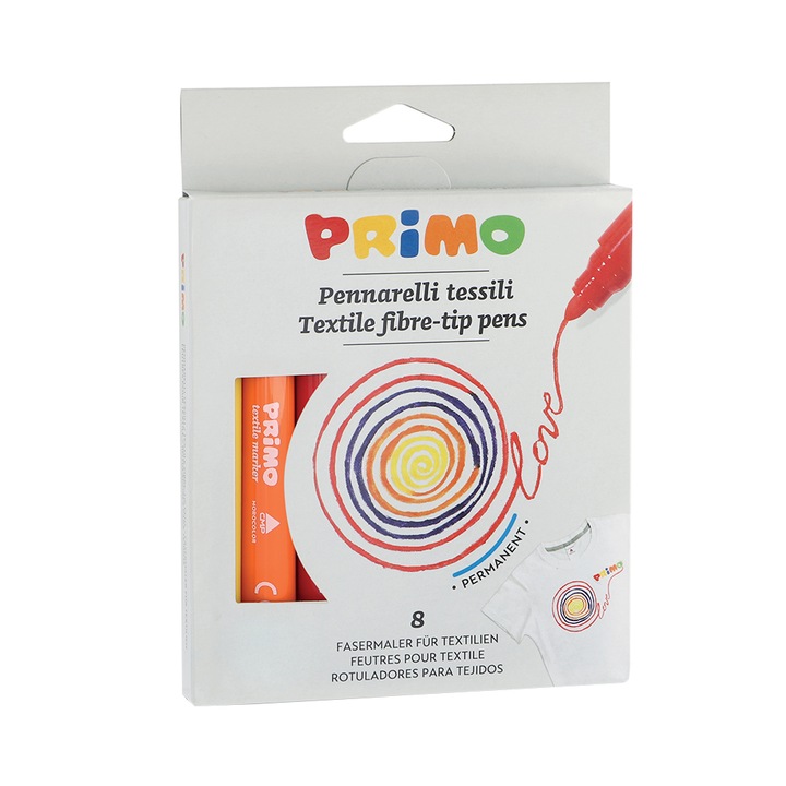 Комплект маркери за деца Primo, Пластмасов корпус, 8 броя, Многоцветен