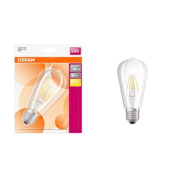 Bec LED Osram Star Edison, cu filament vintage, E27, 4.5W (40W), 470 lm, lumina calda Bec LED Osram Star Edison, cu filament vintage, E27, 4.5W (40W), 470 lm, lumina calda