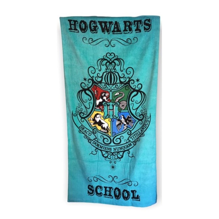 Prosop de plaja, Setino, Model Harry Potter Hogwarts, Multicolor
