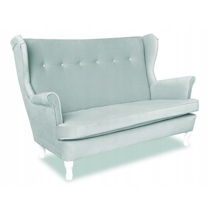 Canapea cu doua locuri Ari Family Furniture, Stil scandinav, Velur/Lemn, Albastru deschis