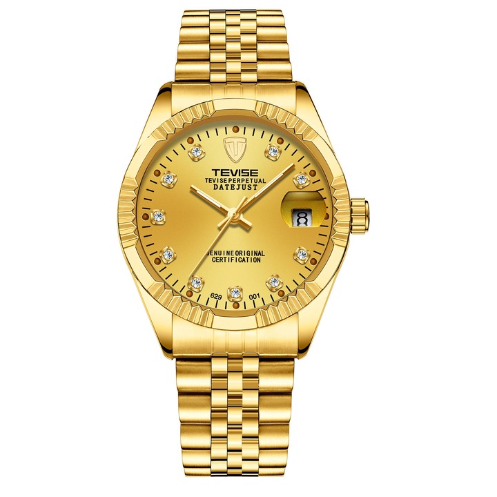 Ръчен мъжки часовник Tevise Mechanical Elegant Automatic Self Wind Business Gold Box