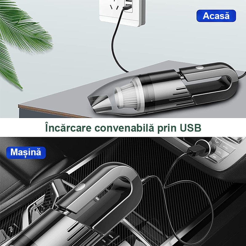 Aspirator de mana, Gomunly, Wireless, Reincarcabil, 6000 pa, 120W, Negru