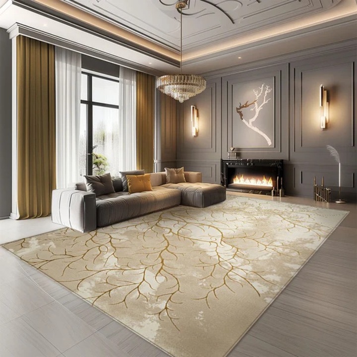 Covor Elif, geometric, crem/auriu, 200 x 290 cm