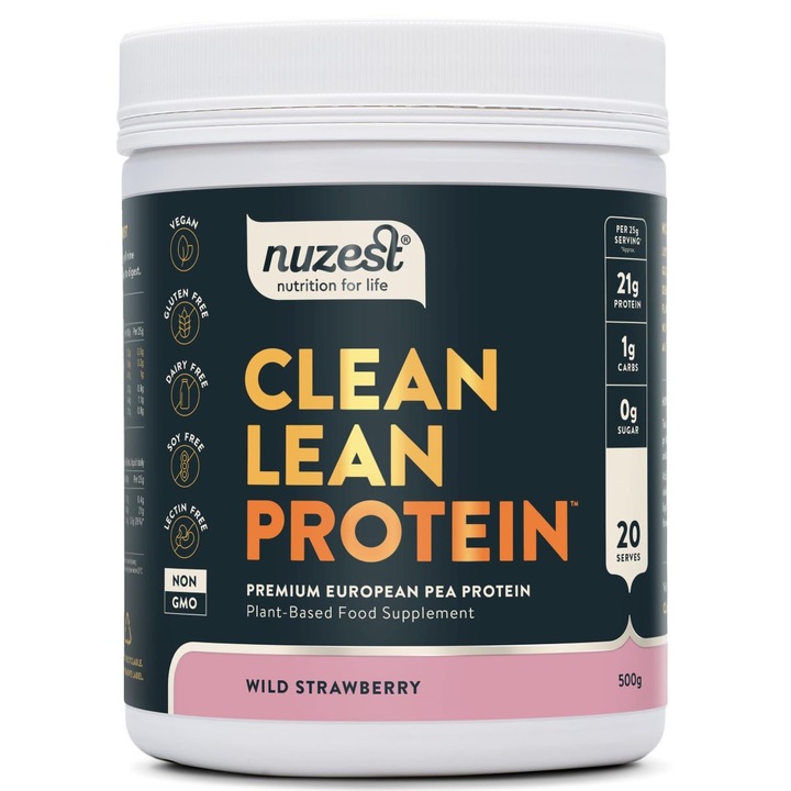 Proteina Vegetala, Nuzest, Clean Lean Protein, Wild Strawberry 500g