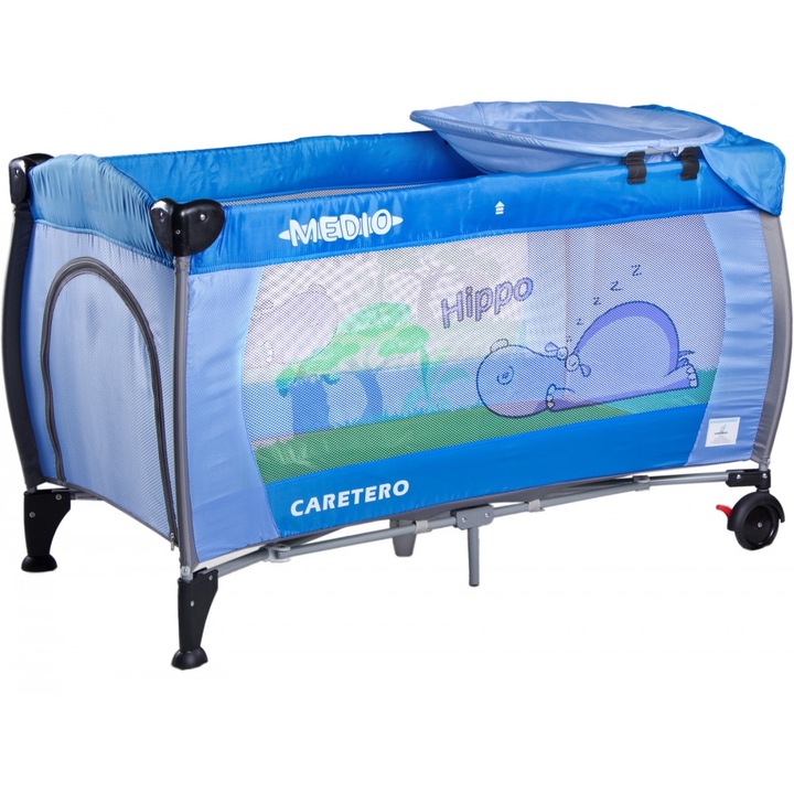 Patut pliabil cu doua nivele Caretero Medio Blue