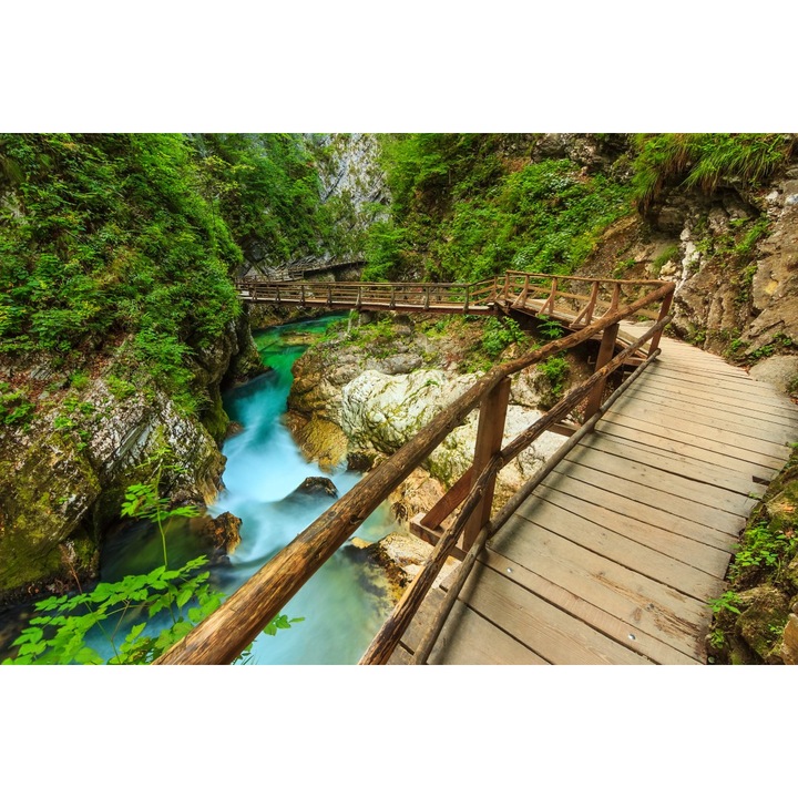 Картина на платно Дървен мост, ключове Vintgar, Словения, 75 х 50 см