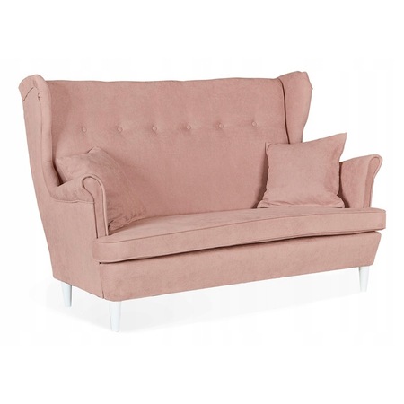 Canapea dubla Ari Family Furniture, Stil scandinav, Velur/Lemn, Roz pudrat