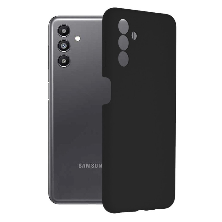 AZIAO dupla szerkezetű védőtok Samsung Galaxy A13 5G / A04s telefonhoz, belső finom mikroszálas karcolásgátló és külső szilikon tapadásgátló ütéscsillapító, titán fekete