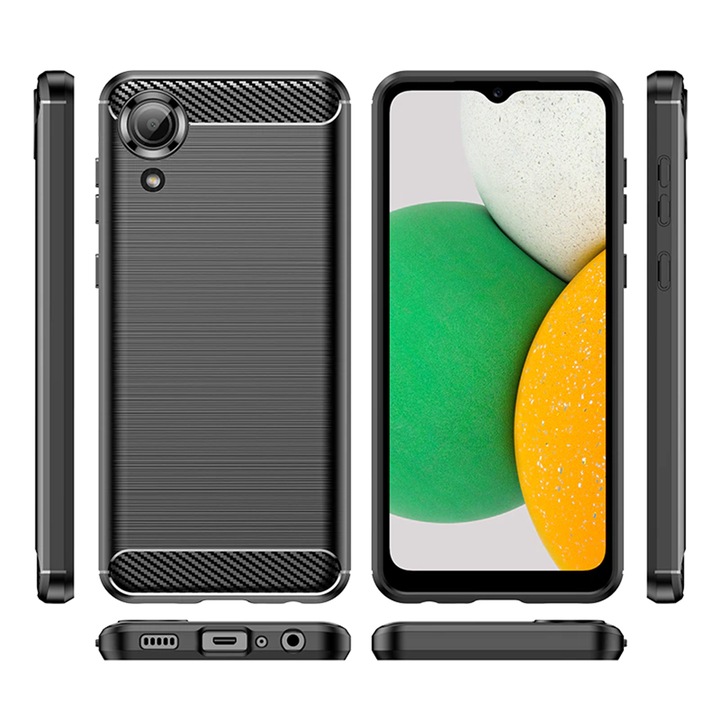 Кейс за Samsung Galaxy A03 Core, Techsuit Carbon Silicone, черен