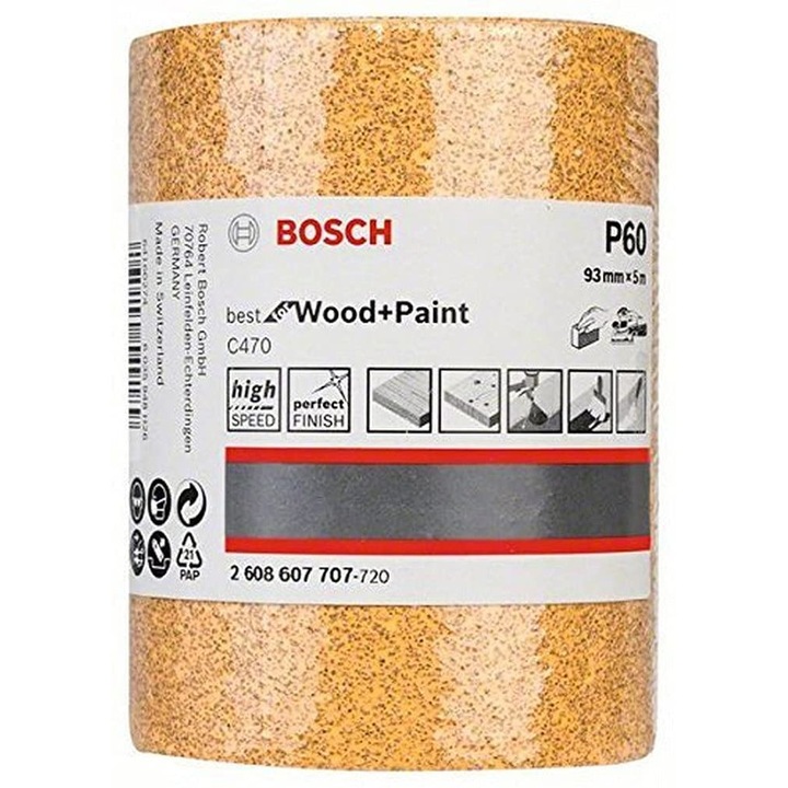 Rola de smirghel Bosch Best for Wood and Paint, 93mm x 5m, P60