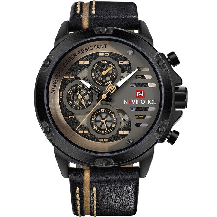 Мъжки часовник Naviforce Watch Army, Черен / Златист
