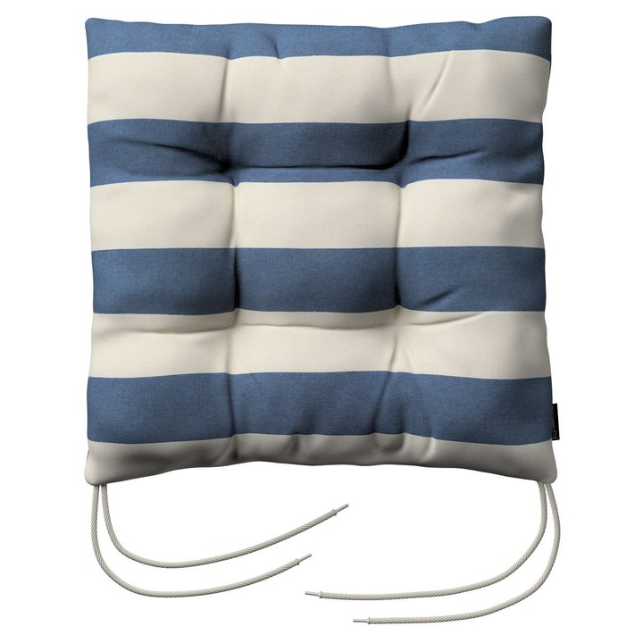 Възглавница за стол, 205-142-70, с дунапрен, 40 x 40 x 8 см, синьо/кремаво