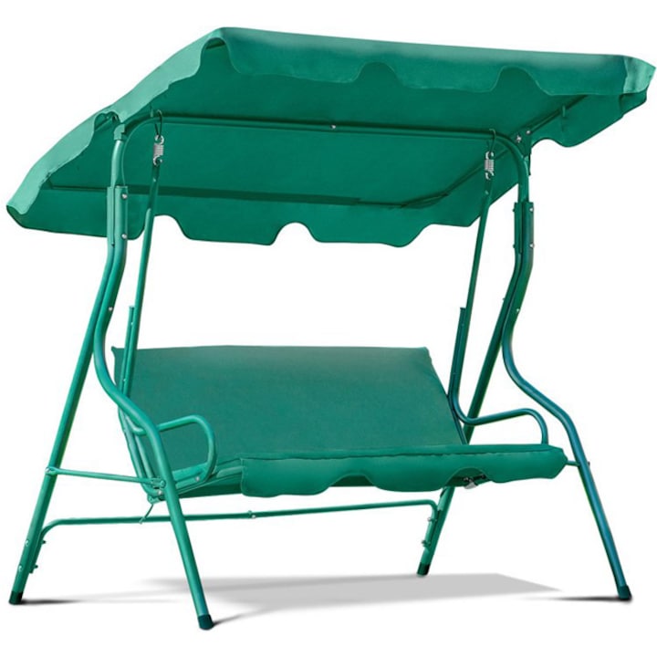 Люлеещ се стол за тераса или градина, Relax, 3 места, 240кг, Цвят зелен
