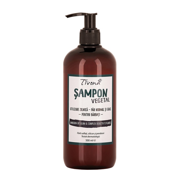 Sampon vegetal pentru utilizare zilnica – par gras si normal, pentru barbati, 500 ml