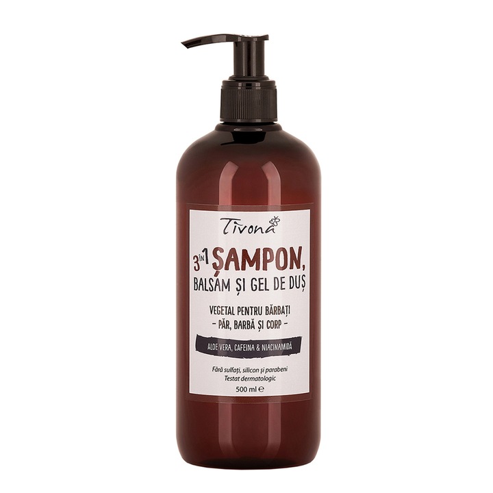 Sampon vegetal 3 in 1 - Par, barba si corp, 500 ml