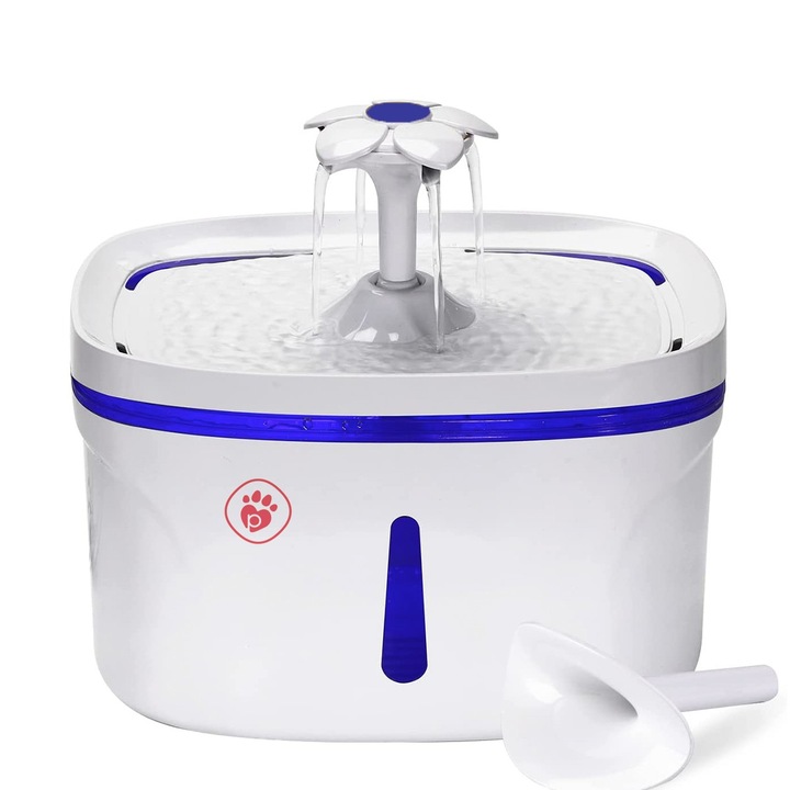 Dispenser apa automat cu senzor nivel apa, tip adapator fantana pentru pisici si caini, Petino, 2,5 l, Purificare si filtrare, cu adaptor priza