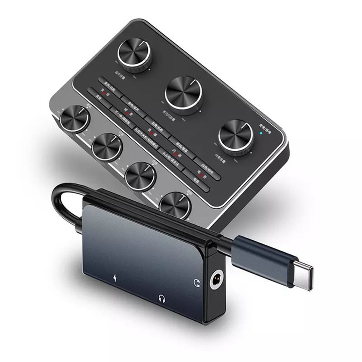 WiWU USB-C/ 2XUSB-C - 3,5mm jack átalakító adapter LT02Pro - Szürke