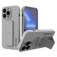 Husa de protectie cu stand metalic pentru iPhone 13 Pro, din silicon, Gri