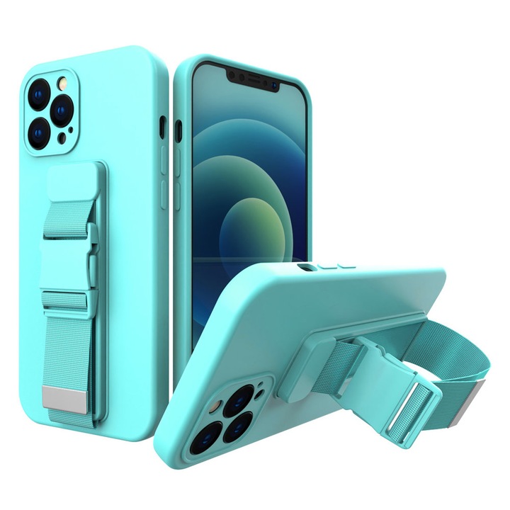 Apple iPhone 7 / 8 / SE (2020 / 2022) - Rope Case kitámasztható telefontok állítható pánttal, Világoskék