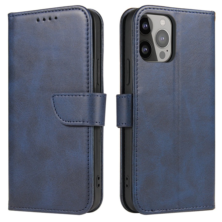 Apple iPhone 13 Pro - Elegant Magnet Book oldalra nyíló telefontok mágneses flip zárral, Sötétkék