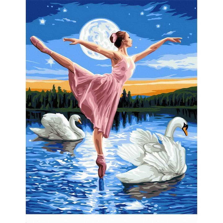 Рисуване по номера ITA ART, Лебедово езеро, 40х50см, Многоцветен