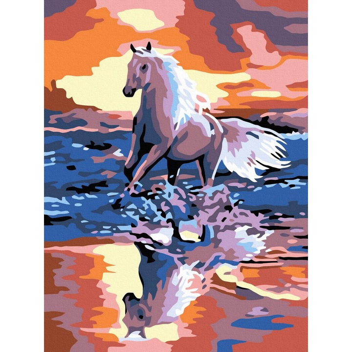 Рисуване по номера ITA ART, Кон в морето, 30х40см, Многоцветен