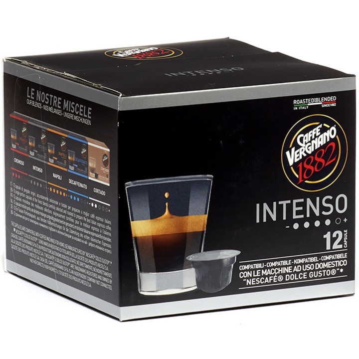 Капсули Vergnano Intenso, Съвместимост Dolce Gusto 12 капсули, 90 гр