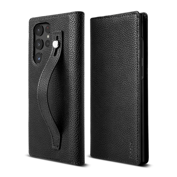 Samsung Galaxy S22 Ultra Ringke Folio Signature Series vállpánt oldalra nyíló flip tok, - , Fekete