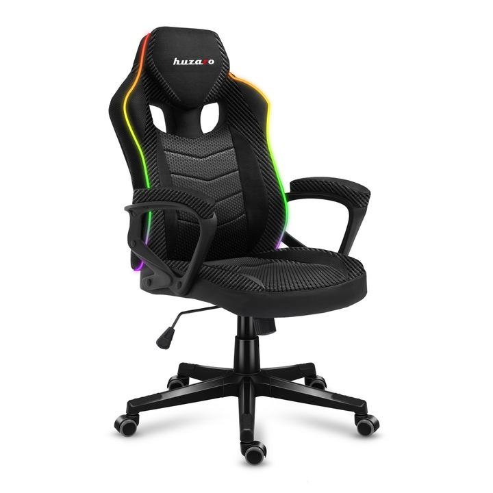Гейминг стол Huzaro - Force 2.5 RGB Carbon MESH, черен