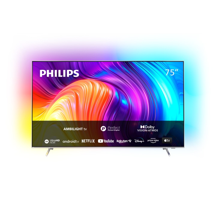 Televizor Philips Ambilight The One LED 75PUS8807, 189 cm, Smart Android, 4K Ultra HD, 100Hz, Clasa G