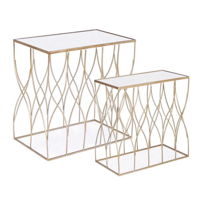 Комплект от 2 златни железни маси Elenor 51x30.5x51 см, 56x35.5x56 см