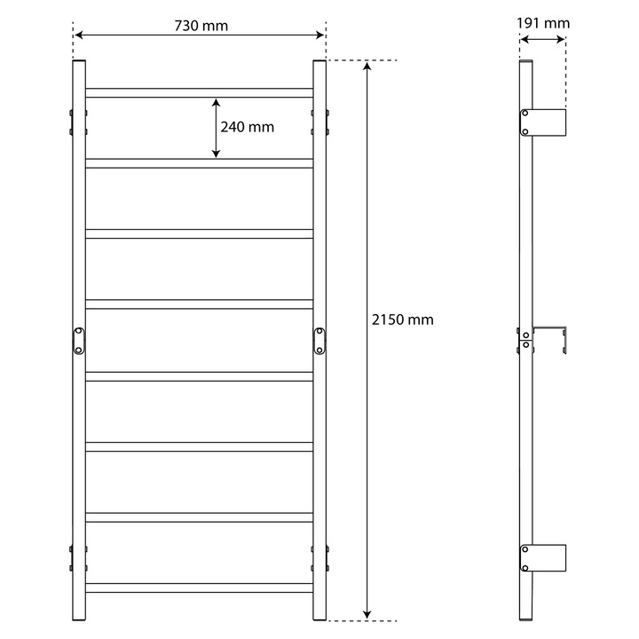 Spalier Gimnastica, K-SPORT, KSSL095, Cadru Solid Din Otel, 8 Bare, Montat Pe Perete, Multifunctional, Distanta Dintre Trepte 240 mm, Sarcina Maxima 250 kg, 215 x 73 x 19 cm, Rosu/Gri