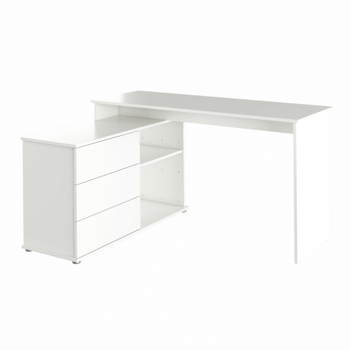 Birou de colt mdf alb Terino 138x50x75 cm