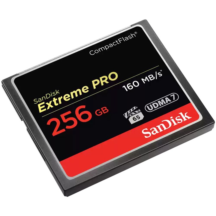 Карта памет SanDisk Compact Flash Extreme Pro, 256GB, Скорост до 160MB/s, UDMA 7