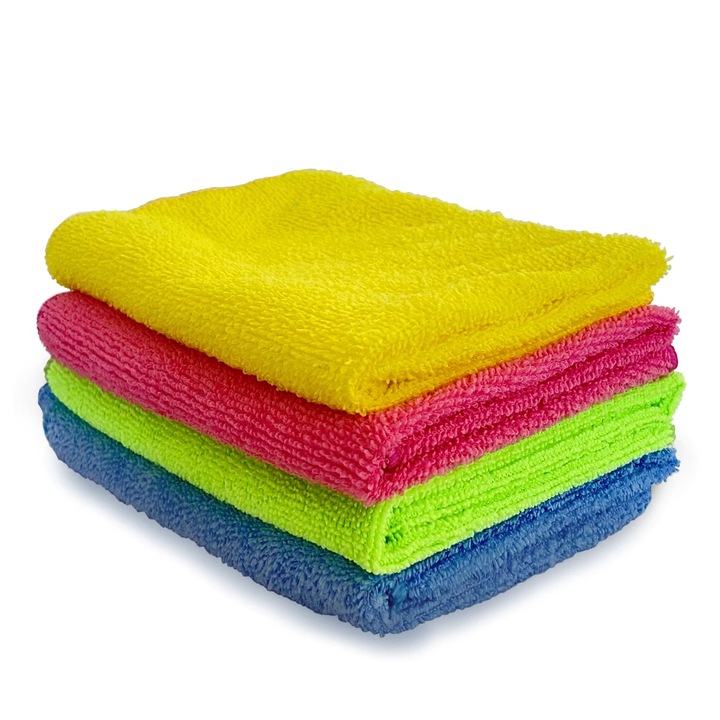 Set lavete microfibra, 4 culori diferite, absorbante, foarte rezistente, 4 buc
