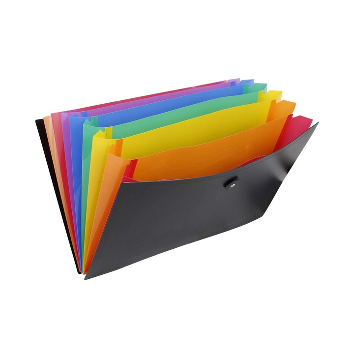 Harmonikamappa, PP, 8 rekeszes, VIQUEL "Rainbow Class", fekete