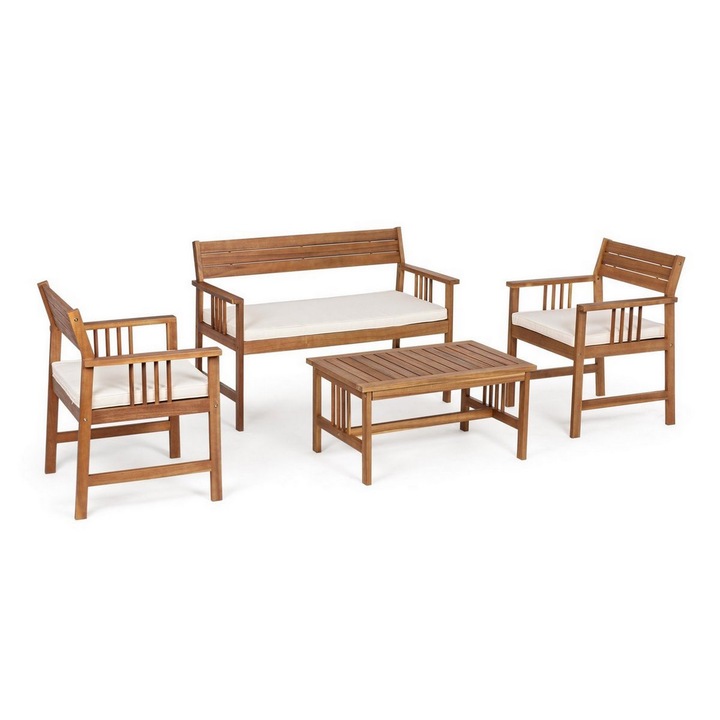Комплект градински мебели 4 части Noemi 115x55x77 см, 63x55x77 см, 80x50x40 см