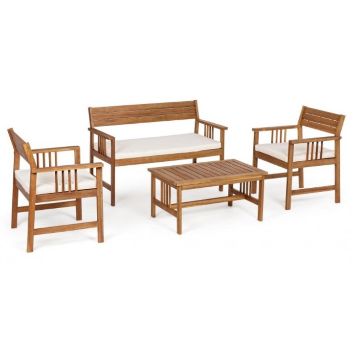 Set mobilier gradina 4 piese Noemi 115x55x77 cm, 63x55x77 cm, 80x50x40 cm