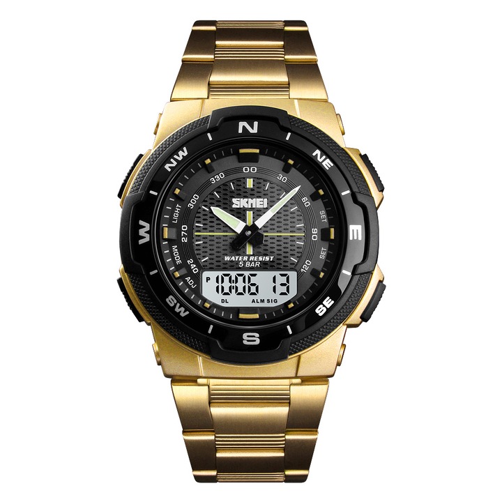 Мъжки ръчен часовник Skmei Quartz Digital Sport Electronic Dual Time Сребристо Черен