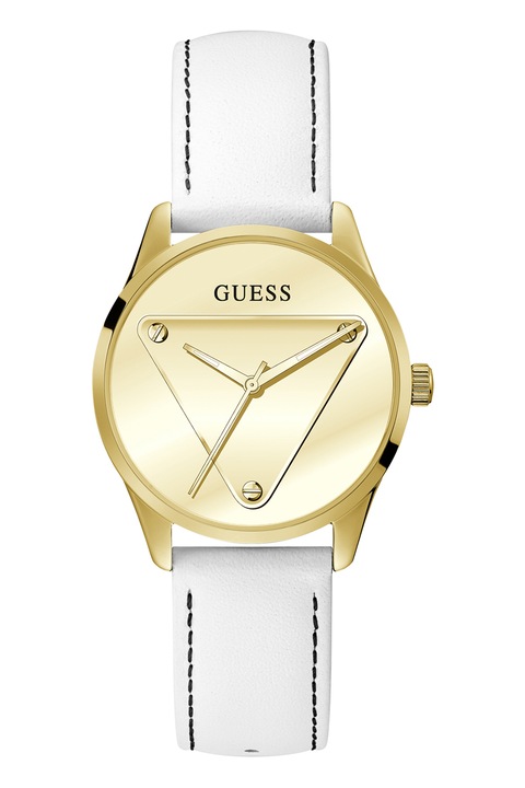 Guess, Bőrszíjas analóg karóra, Aranyszín, Fehér