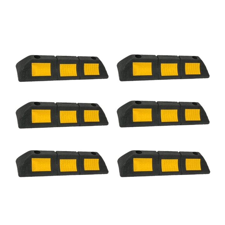 6x autókerék-ütköző készlet a parkoláshoz Fényvisszaverő DELINY, 48 cm, fekete/sárga