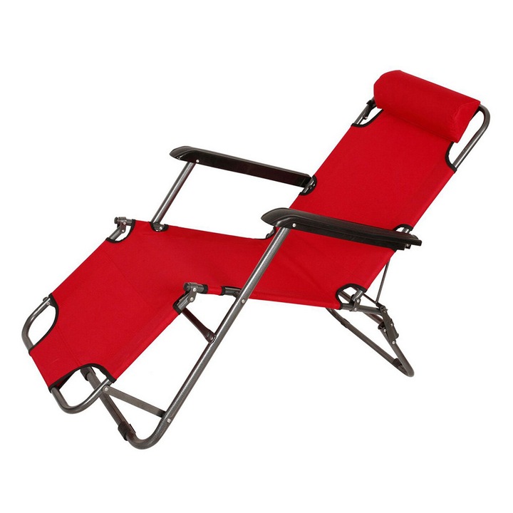 Muhler C2078 összecsukható nyugágy, 153x60x78cm, 100 kg-ig, PVC poliészter, piros