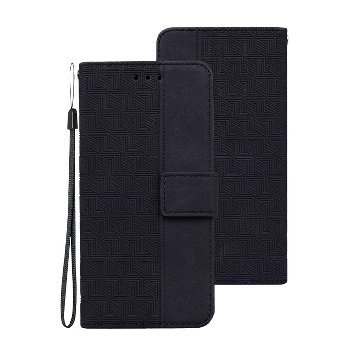 Калъф fixGuard Geometric Embossed Leather Wallet за Samsung Galaxy A03, Black